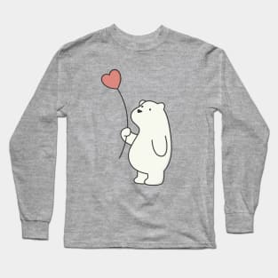 Kawaii Cute Polar Bear With Heart Long Sleeve T-Shirt